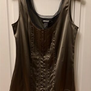 DKNY gunmetal gray silk camisole